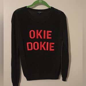Jaspal Size Small Black/Red OKIE DOKIE Fine Gauge Open Knit Raglan Sleeve